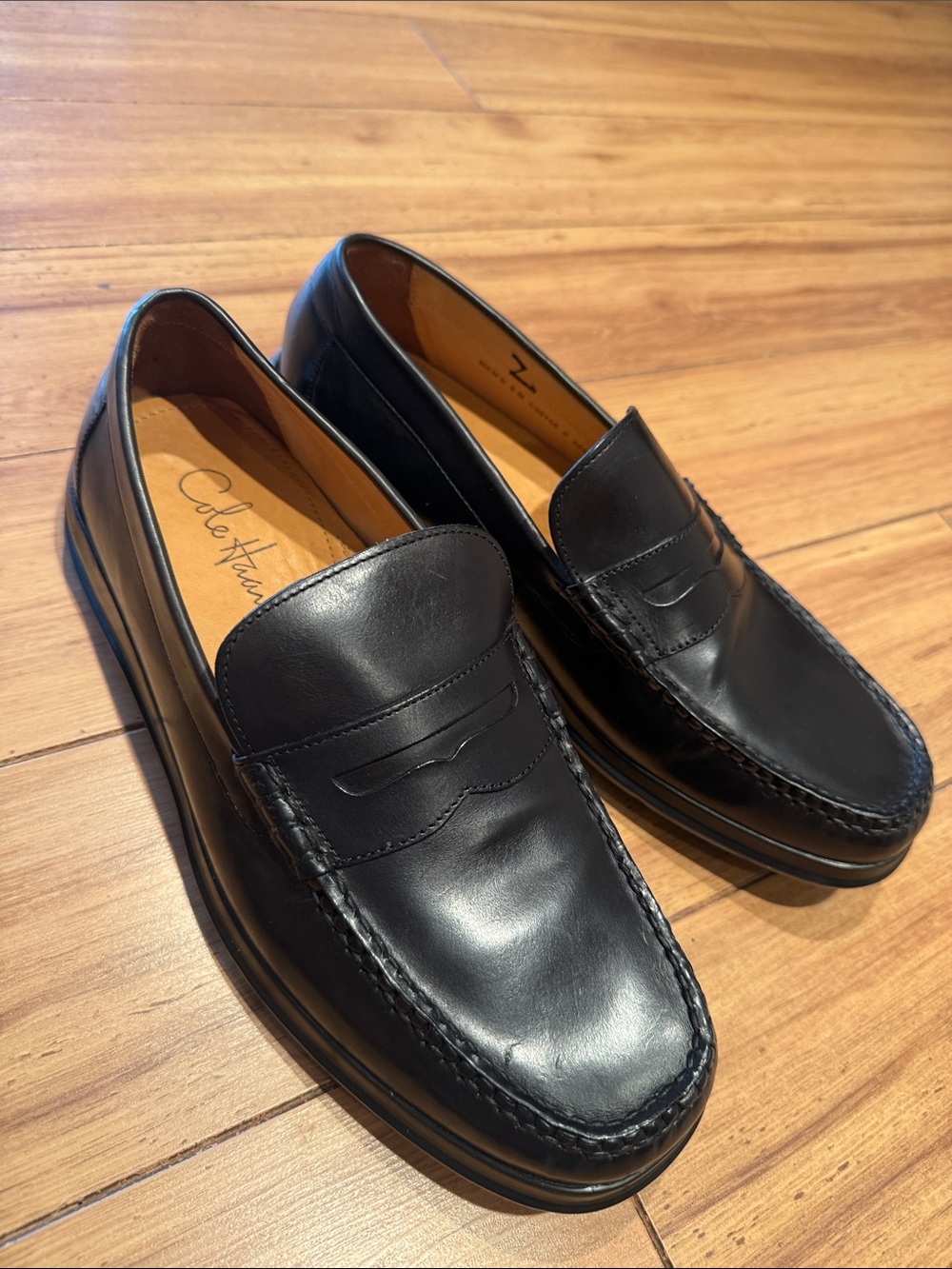 Cole Haan Men’s Black Leather Penny Loafers Nike Air Comfort Slip-On Shoes